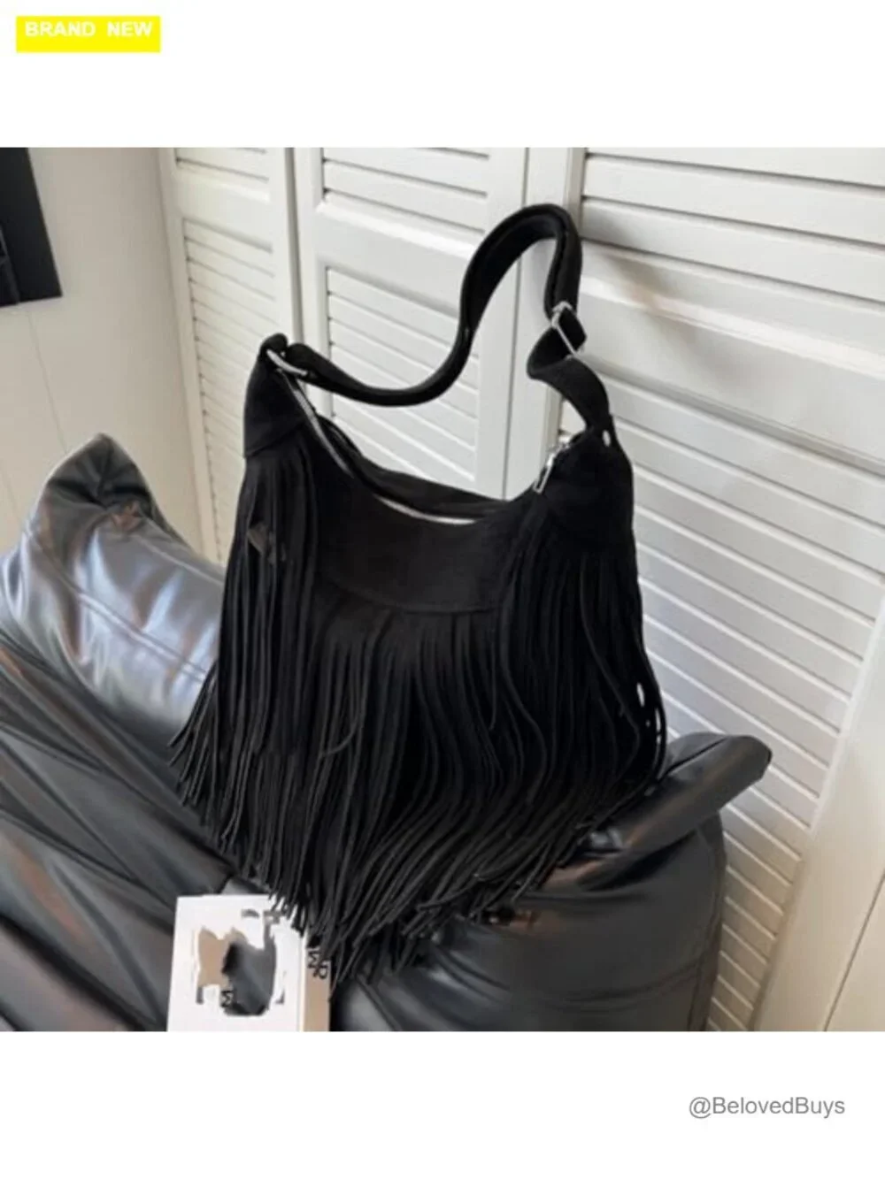 Vintage Suede Fringe Hobo Bag Tote Shoulder Crossbody Purse